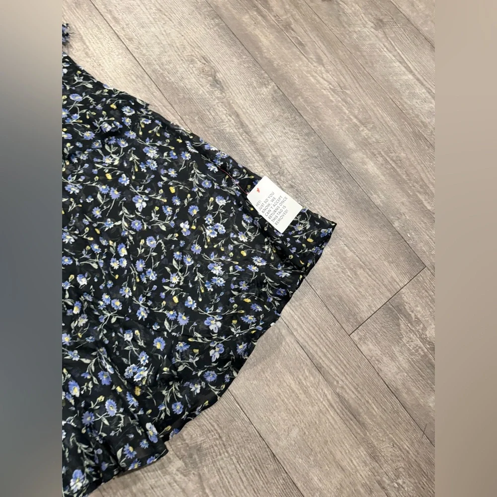 Topshop Black and Blue Floral Maxi Skirt